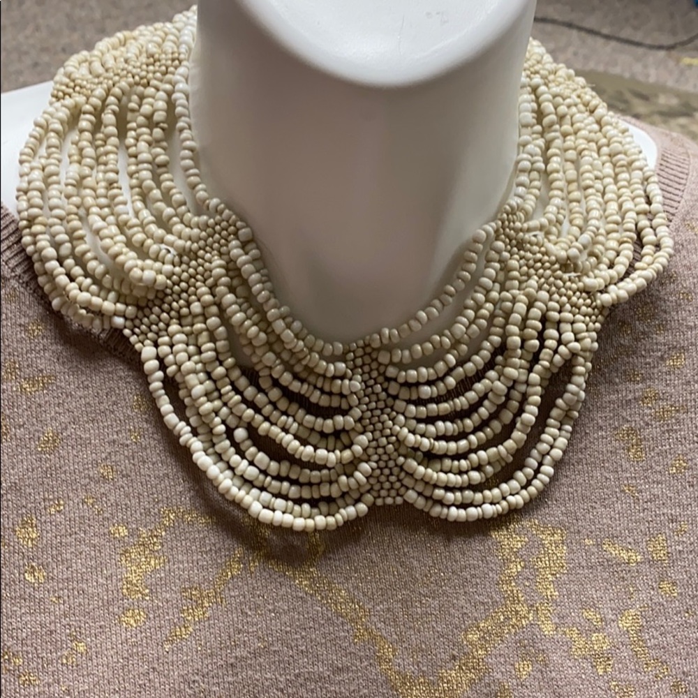Bone Pearl Bib Necklace
